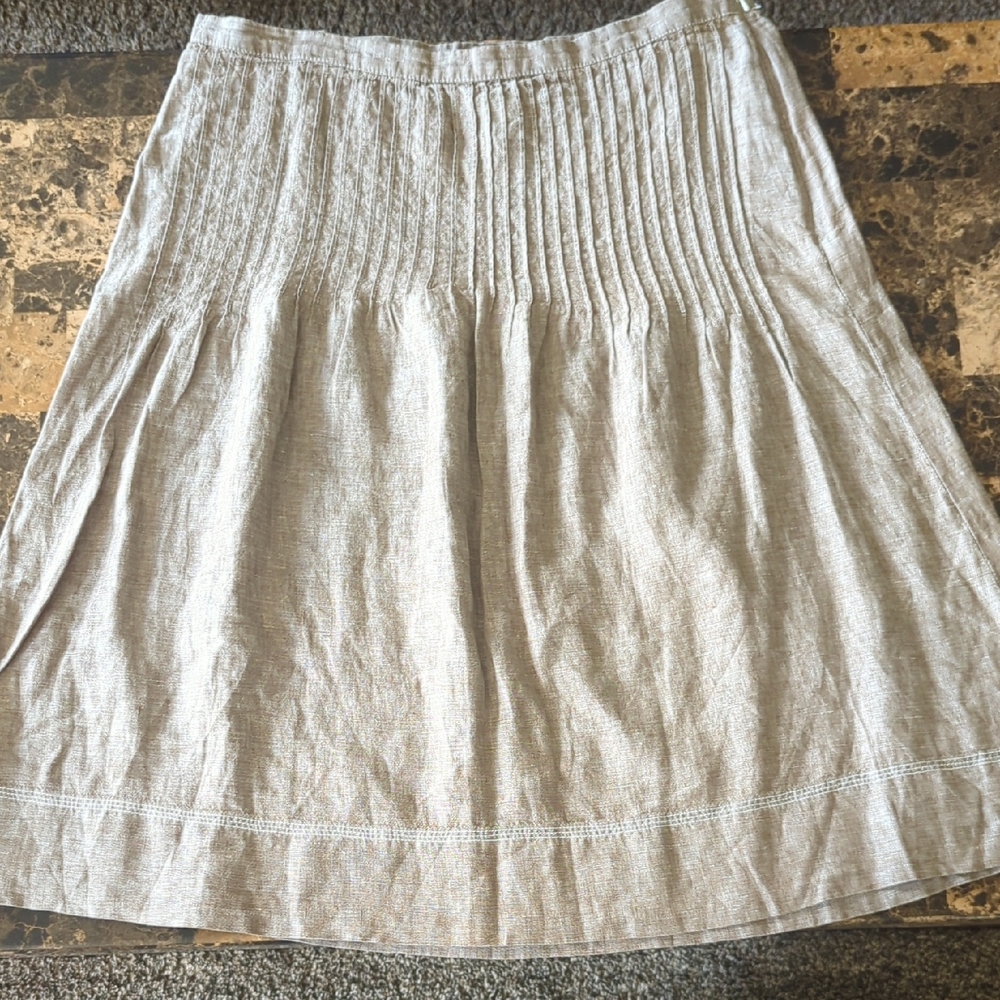 Eddie Bauer Tan Linen A-Line Skirt